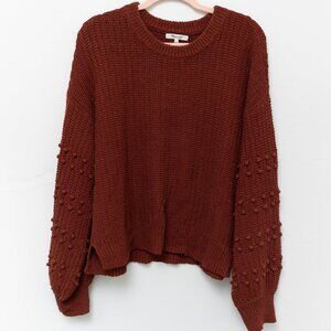 Madewell Size L Rust 100% Cotton Sweater Crew Neck w/ Sleeve Detail
